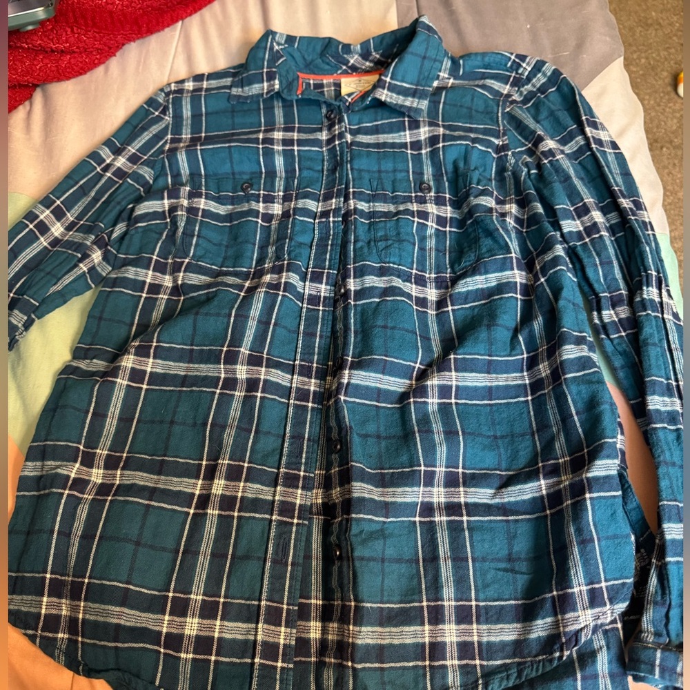XS St. john’s bay blue flannel, great condition